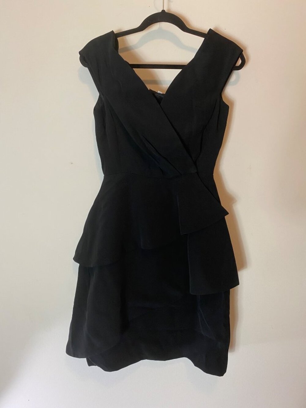 Scaasi Black Sleeveless Tiered Cocktail Dress Size 10
